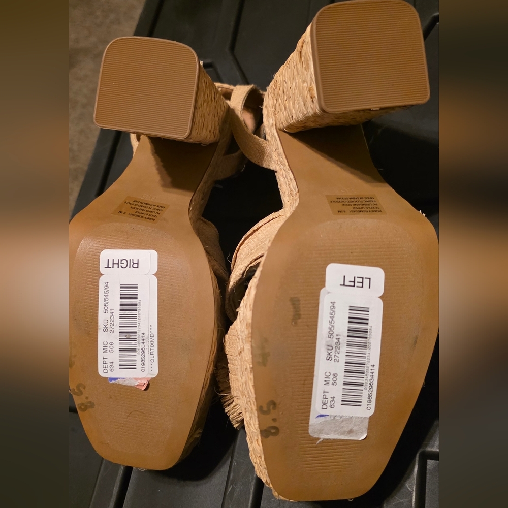 Steve Madden Romey Raffia Platform Heels Sz 8.5 - Picture 3 of 6